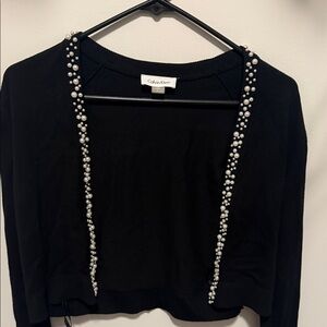 Calvin Klein Black Sweater with Pearl Detailing